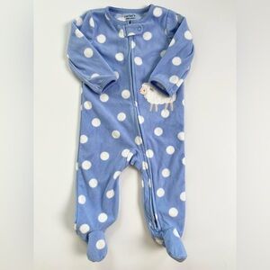 Carter's Blue and White Polka Dot Fleece Footie with Sheep